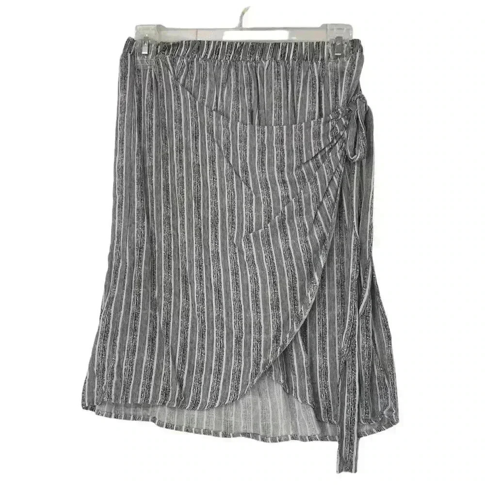 BLUE RAIN SKIRT WOMENS MEDIUM BEACH WEAR STRIPED COASTAL COTTAGE WRAP COMFORT